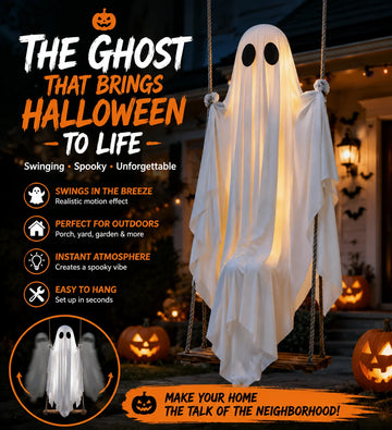 👻 Animated Swinging Ghost Halloween Decoration – Spooky Porch Hanging Ghost For Outdoor Yard Decor